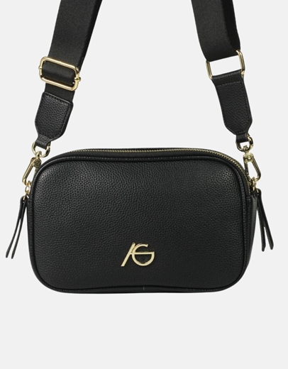 Εικόνα της Χειροποίητη τσάντα ώμου με προσαρμοζόμενο ιμάντα Μαύρο