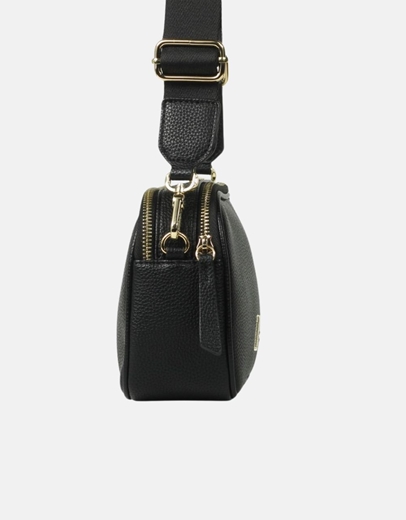 Εικόνα της Χειροποίητη τσάντα ώμου με προσαρμοζόμενο ιμάντα Μαύρο