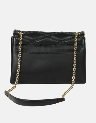 Εικόνα της Tσάντα ώμου με μοτίβο καπιτονέ και αλυσίδα Μαύρο