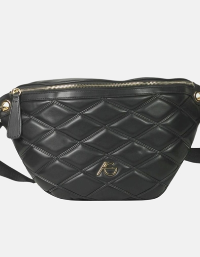 Εικόνα της Crossbody τσαντάκι με καπιτονέ μοτίβο Μαύρο