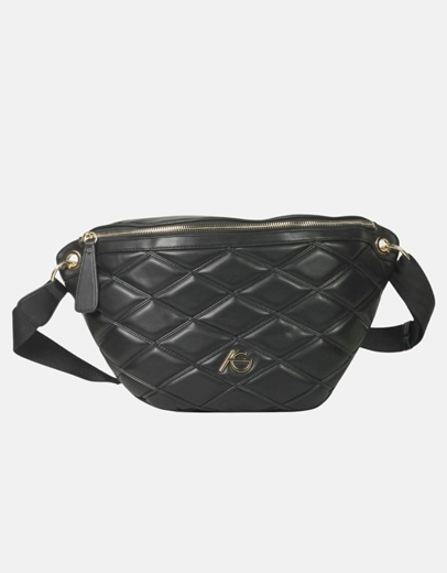 Εικόνα της Crossbody τσαντάκι με καπιτονέ μοτίβο Μαύρο