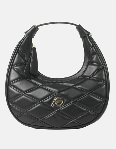 Εικόνα της Γυναικείο μονόχρωμο τσαντάκι χερός καπιτονέ Μαύρο