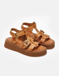 Εικόνα από Δερμάτινα σανδάλια flatforms Ταμπά