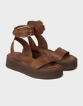 Εικόνα από Δερμάτινα flatforms Ελληνικής κατασκευής με μπαρέτα Καφέ