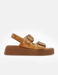 Εικόνα από Δερμάτινα σανδάλια flatforms με μεταλλικούς τοκάδες Ταμπά