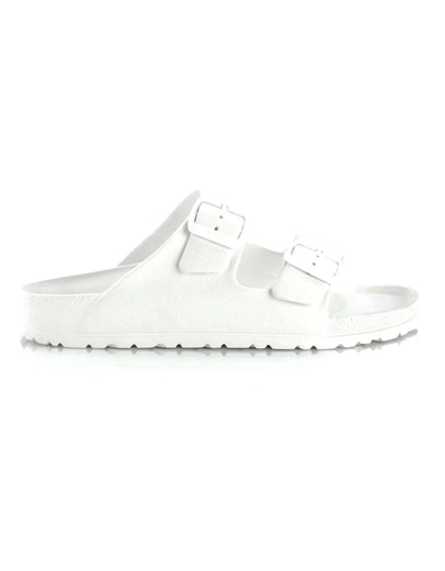 Εικόνα της Σανδάλια flat Ελληνικής κατασκευής  με διπλή φάσα Λευκό