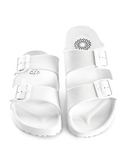 Εικόνα της Σανδάλια flat Ελληνικής κατασκευής  με διπλή φάσα Λευκό