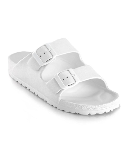 Εικόνα της Σανδάλια flat Ελληνικής κατασκευής  με διπλή φάσα Λευκό