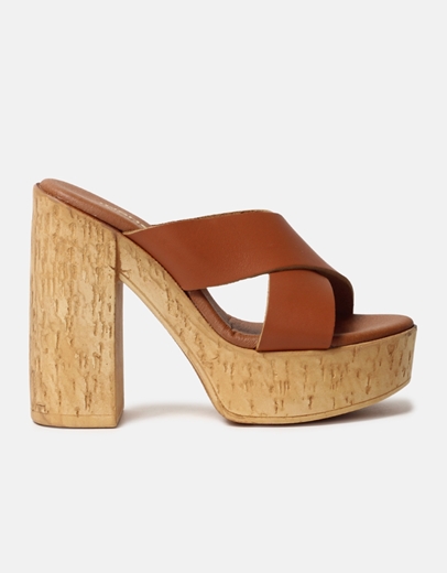 Εικόνα της Δερμάτινα mules με χιαστί σχέδιο Ταμπά