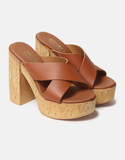 Εικόνα της Δερμάτινα mules με χιαστί σχέδιο Ταμπά