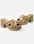 Εικόνα από Boho mules με χιαστί σχέδιο και ραφές Καφέ