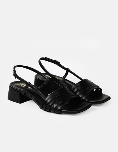 Εικόνα της Πεδίλα Ελληνικής κατασκευής με φάσα από λουράκια Μαύρο