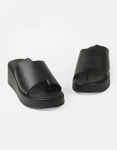 Εικόνα της Δερμάτινα σανδάλια με φαρδιά φάσα Ελληνικής κατασκευής Μαύρο