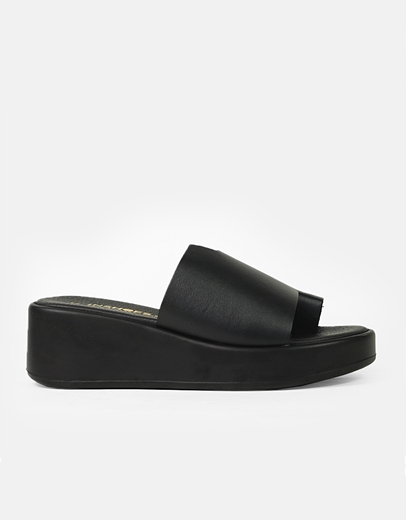 Εικόνα της Δερμάτινα σανδάλια με φαρδιά φάσα Ελληνικής κατασκευής Μαύρο