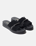 Εικόνα από Δερμάτινα flatforms Ελληνικής κατασκευής  με strass Μαύρο