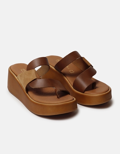 Εικόνα της Δερμάτινες πλατφόρμες Ελληνικής κατασκευής με ιδιαίτερο σχέδιο Ταμπά