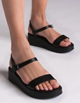 Εικόνα από Δερμάτινα flatforms με μπαρέτα Ελληνικής κατασκευής Μαύρο