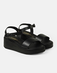 Εικόνα από Δερμάτινα flatforms με μπαρέτα Ελληνικής κατασκευής Μαύρο