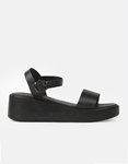 Εικόνα από Δερμάτινα flatforms με μπαρέτα Ελληνικής κατασκευής Μαύρο