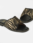 Εικόνα από Δερμάτινα σανδάλια Ελληνικής κατασκευής με φάσα animal print Μαύρο