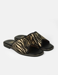 Εικόνα από Δερμάτινα σανδάλια Ελληνικής κατασκευής με φάσα animal print Μαύρο