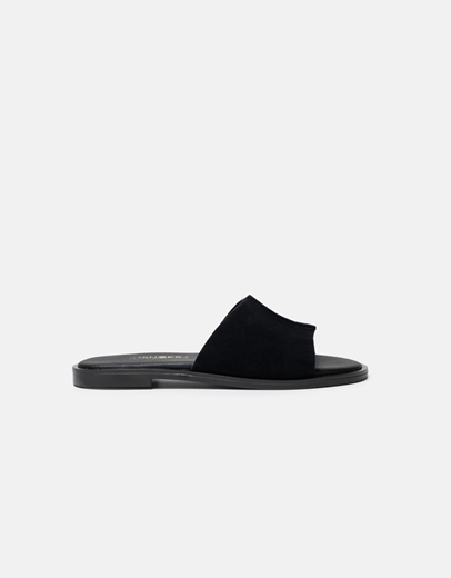 Εικόνα της Δερμάτινα σανδάλια Ελληνικής κατασκευής με φαρδιά φάσα Μαύρο