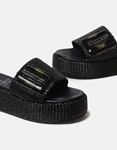 Εικόνα από Δερμάτινα flatforms Ελληνικής κατασκευής με φαρδιά φάσα Μαύρο