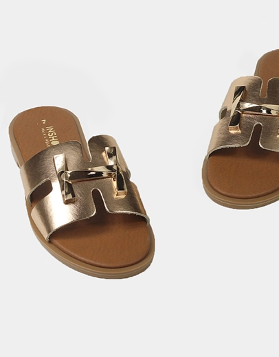 Εικόνα της Δερμάτινα σανδάλια Ελληνικής κατασκευής με μεταλλική αγκράφα Χαλκός