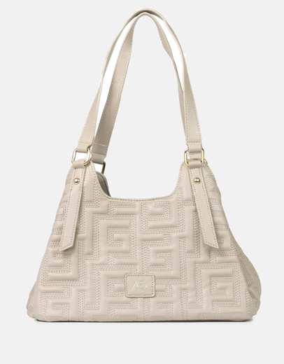 Εικόνα της Tσάντα ώμου με μοτίβο μαιάνδρου Μπεζ