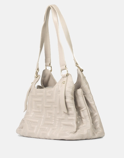 Εικόνα της Tσάντα ώμου με μοτίβο μαιάνδρου Μπεζ