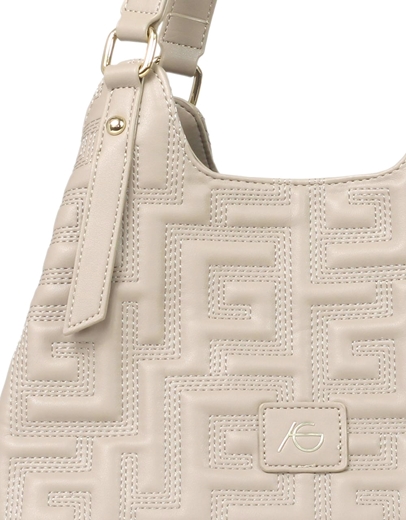 Εικόνα της Tσάντα ώμου με μοτίβο μαιάνδρου Μπεζ