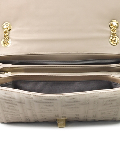 Εικόνα της Τσάντα ώμου με μοτίβο μαιάνδρου L Μπεζ