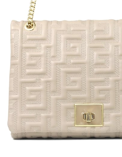 Εικόνα της Τσάντα ώμου με μοτίβο μαιάνδρου L Μπεζ