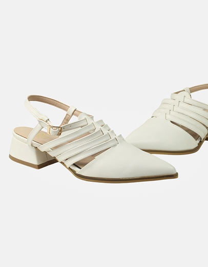 Εικόνα της Πέδιλα Ελληνικής κατασκευής μονόχρωμα με λουράκια Λευκό