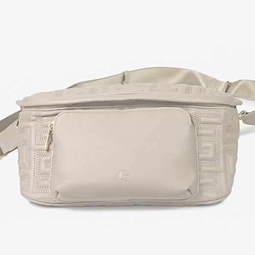 Εικόνα της Crossbody τσαντάκι με μοτίβο μαιάνδρου Μπεζ