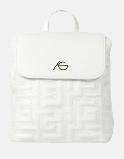 Εικόνα της Σακίδιο πλάτης με μοτίβο μαιάνδρου και μαγνητικό κλιπ Λευκό