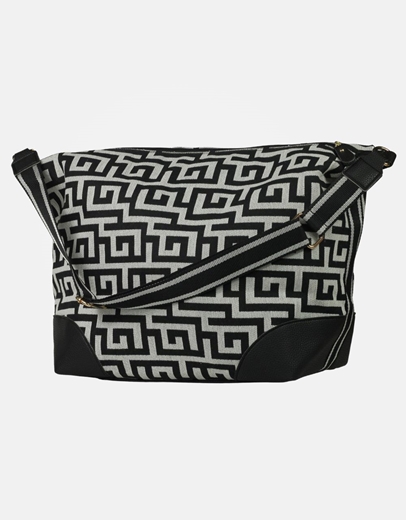 Εικόνα της Χειροποίητη τσάντα με μαίανδρο με ρυθμιζόμενο ιμάντα Μαύρο