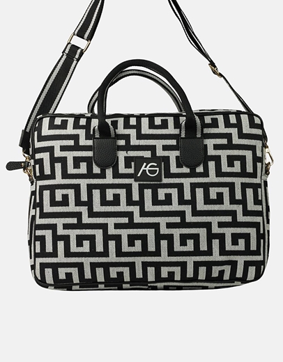 Εικόνα της Χειροποίητη τσάντα χειρός με μαίανδρο Μαύρο