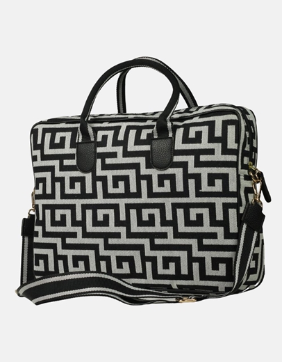 Εικόνα της Χειροποίητη τσάντα χειρός με μαίανδρο Μαύρο