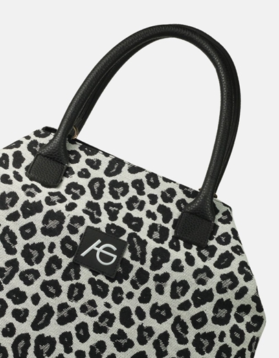 Εικόνα της Χειροποίητη τσάντα χειρός με μαίανδρο Μαύρο/Λευκό