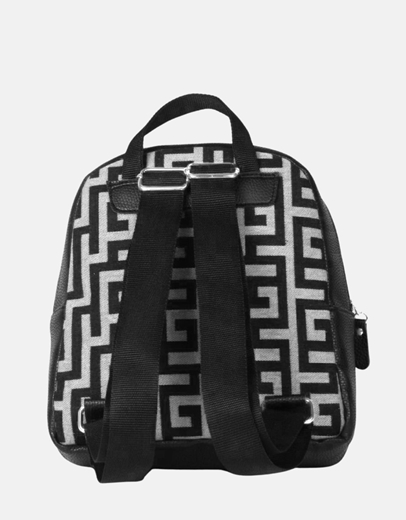 Εικόνα της Χειροποίητο σακίδιο πλάτης με μαίανδρο και διπλό φερμουάρ Μαύρο