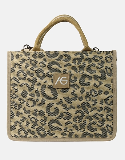 Εικόνα της Xειροποίητη τσάντα χειρός μαίανδρος Μαύρο/Μπεζ