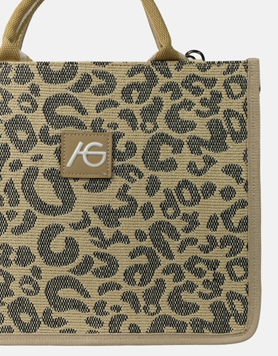 Εικόνα της Xειροποίητη τσάντα χειρός μαίανδρος Μαύρο/Μπεζ