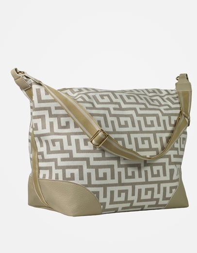 Εικόνα της Χειροποίητη τσάντα με μαίανδρο με ρυθμιζόμενο ιμάντα Άμμου/Μπεζ