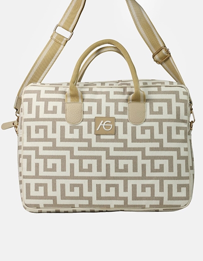 Εικόνα της Χειροποίητη τσάντα χειρός με μαίανδρο Άμμου/Μπεζ