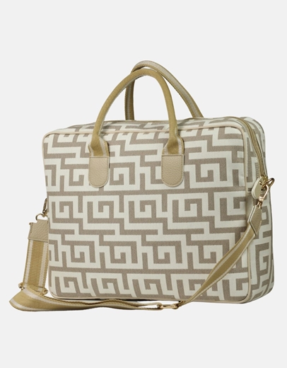 Εικόνα της Χειροποίητη τσάντα χειρός με μαίανδρο Άμμου/Μπεζ