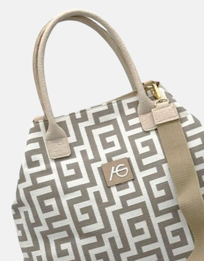 Εικόνα της Χειροποίητη τσάντα χειρός με μαίανδρο Άμμου/Μπεζ