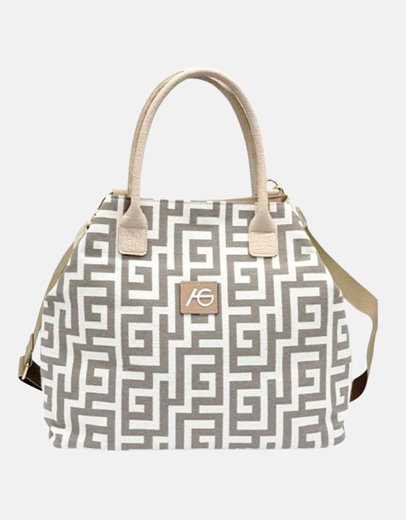 Εικόνα της Χειροποίητη τσάντα χειρός με μαίανδρο Άμμου/Μπεζ