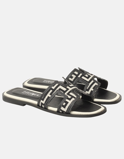 Εικόνα της Δερμάτινα Σανδάλια Ελληνικής Κατασκευής με μαίανδρο Μαύρο