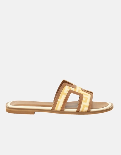 Εικόνα της Δερμάτινα Σανδάλια Ελληνικής Κατασκευής με μαίανδρο Χρυσό